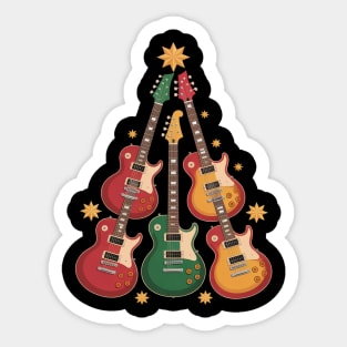 Cool Guitar Christmas Tree Guitar Lovers Christmas Tree Sticker